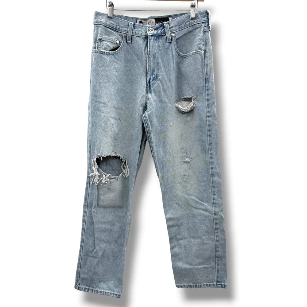 Levis SilverTab Loose Fit Jeans Mens 30x30 Light Wash Distressed Ripped‎ Denim
